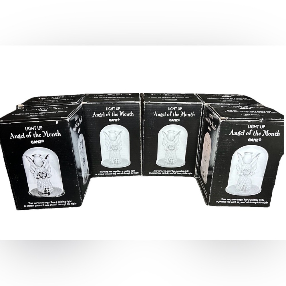 Ganz Light Up Angel of The Month Glass Dome Angel Figurines